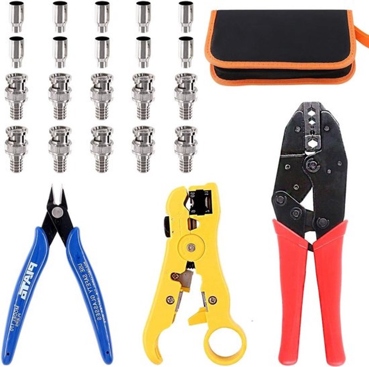 Professionele Coaxiale Crimp Tang voor BNC met RG59 Connector en UTP Cat5 Cat6 Draadstripper en Kabelsnijder voor RG55 RG58 RG59 RG62
