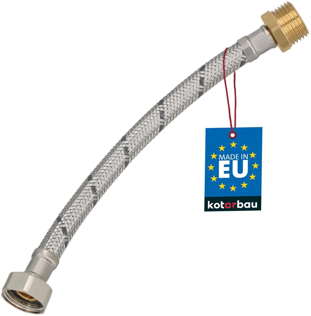 KOTARBAU® Flexibele Aansluitslang 1/2"x1/2" - Sanitaire Aansluitslang 20 cm - Flexibele Kraanslang - Buitendraad x Binnendraad - Aansluitslang Armatuur - Gevlochten Roestvrijstalen Aansluitslang