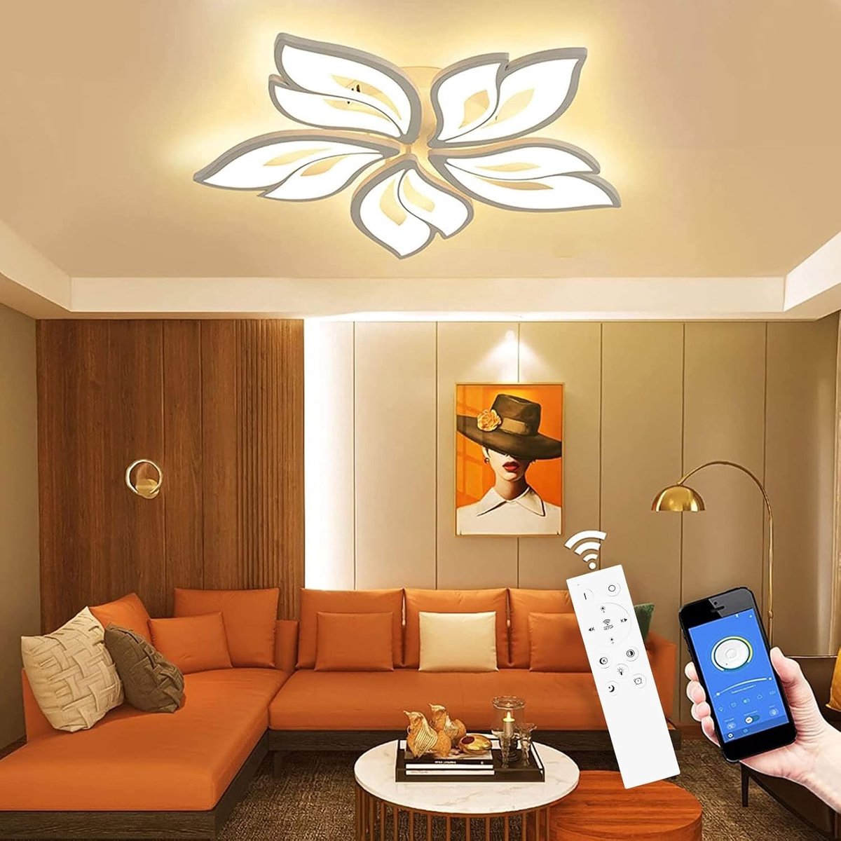 Dimbare LED Plafondlamp - Warm en Koud Licht - 62 x 62 x 8 cm - Modern Design met Afstandsbediening - Voor Woonkamer en Slaapkamer