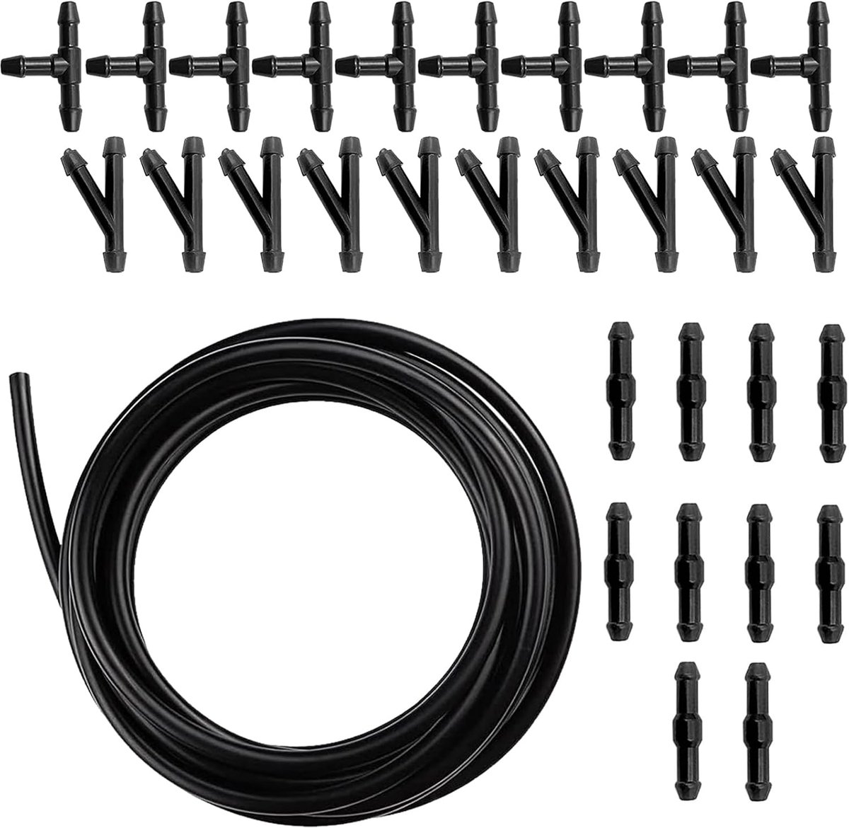 SnelShoppen - 4 m Universele Ruitwisserslang, Ruitensproeiwater Slang Reparatieset, Auto Slang met 30 Stuks Slangkoppelingen, Rubber en ABS Kunststof