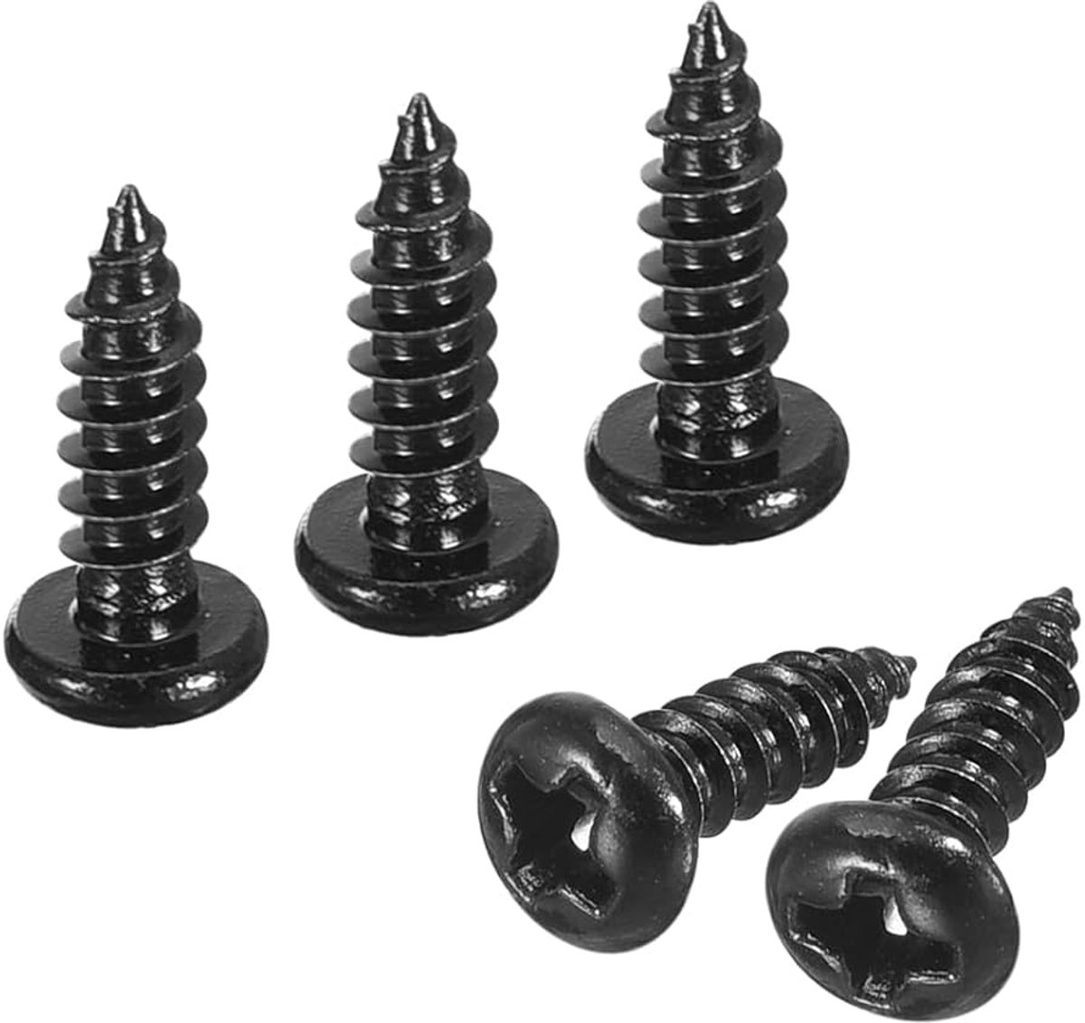 SnelShoppen - Zelftappende Schroeven Ronde Kop Phillips RVS 3mm x 10mm 100 stuks Zwart Volledige Draad voor Bouw en Klussen