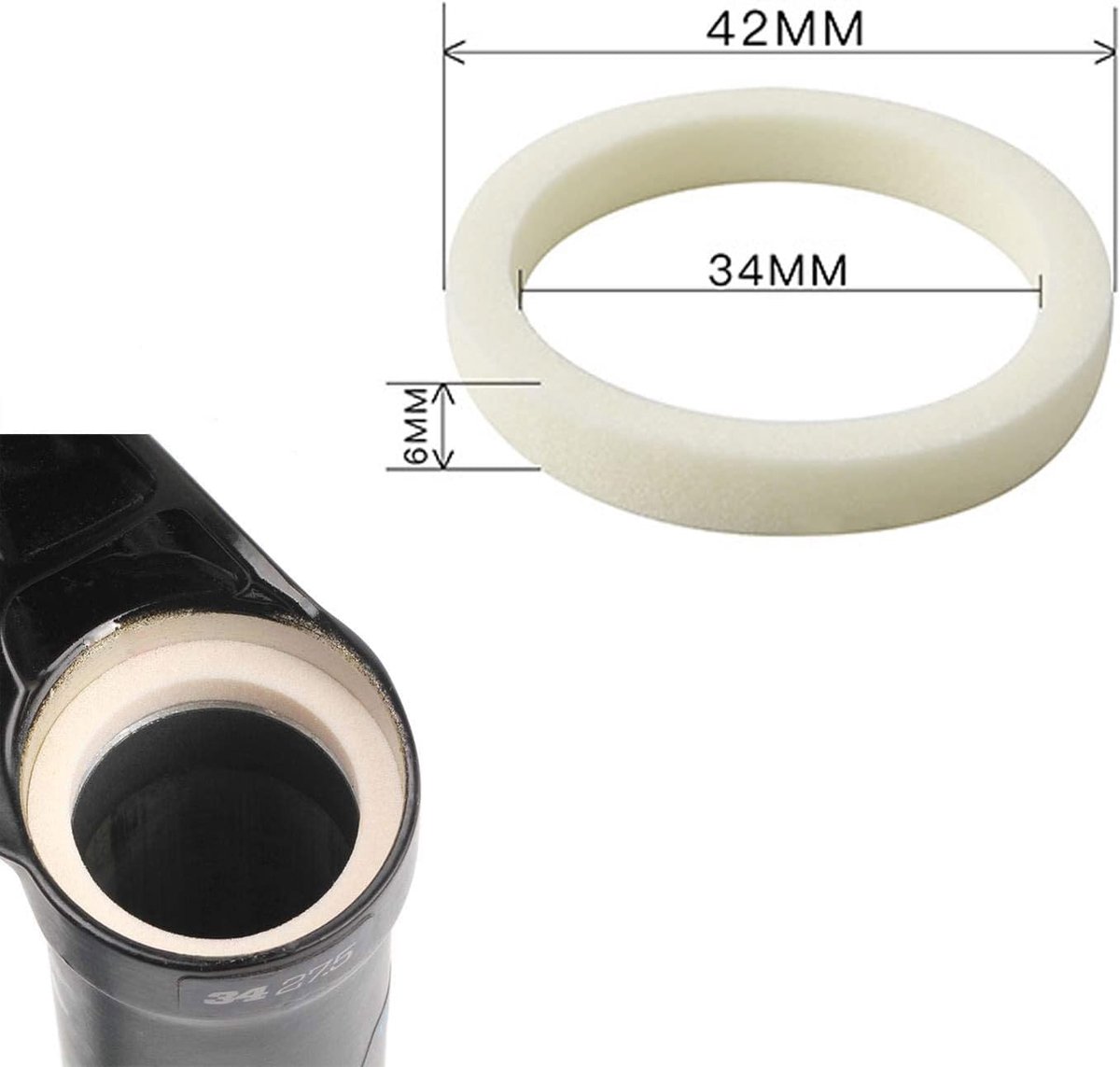 SnelShoppen - 2x Bicycle Sponge Ring 34mm - Geoliede Schuimring Voor Voorvork MTB Fietsaccessoires - Duurzaam en Elastisch