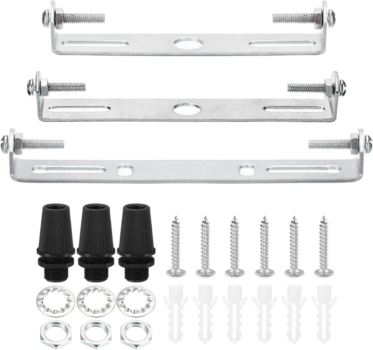 SnelShoppen - 3-delige Plafondlampen en Platen Set, Universele Stalen Beugel, 105mm, 115mm, 120mm, Hoogwaardige Carbon Staal, Voor Thuis en Kantoor