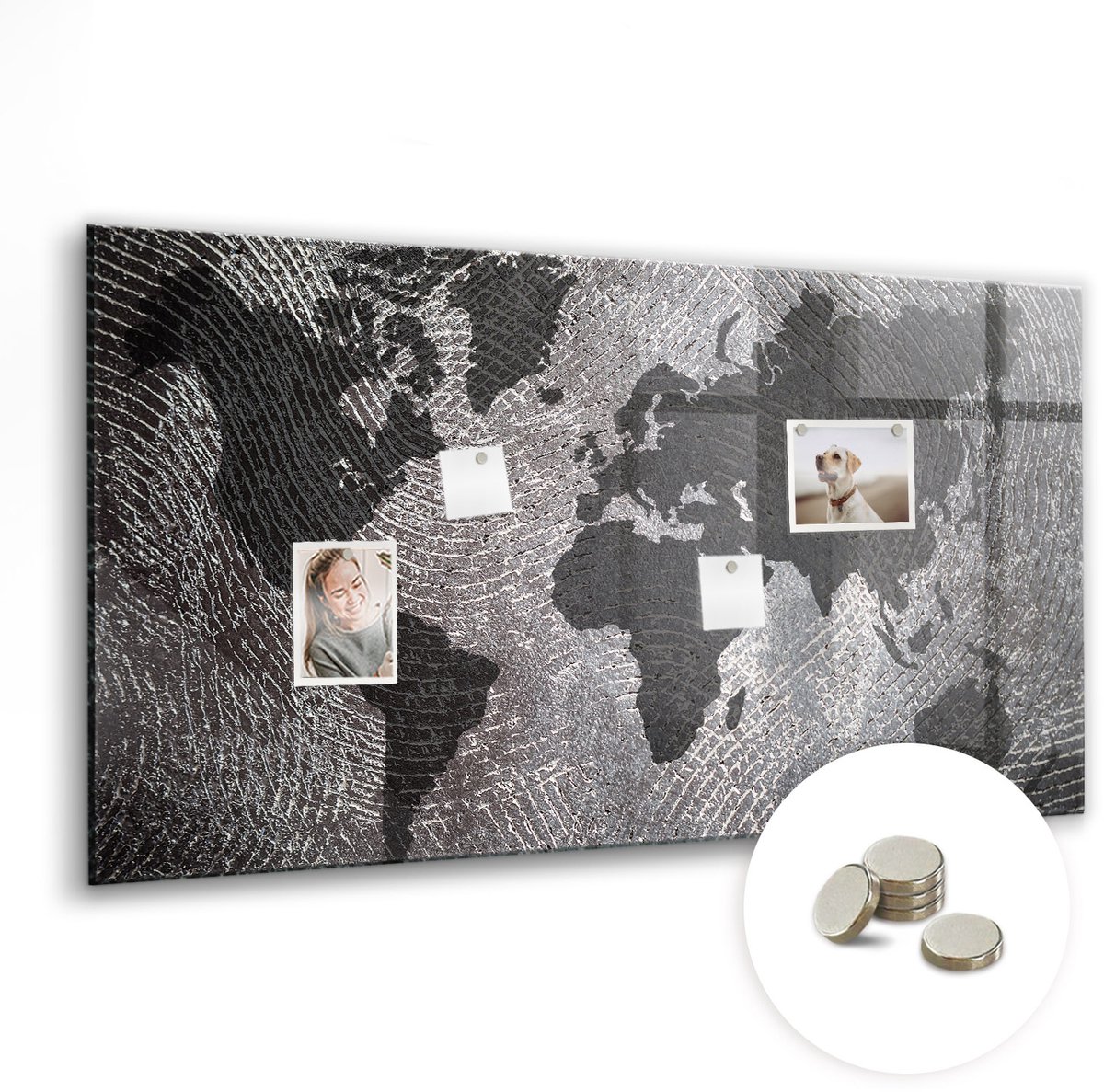 Coloray Glazen Magneetbord - Magnetisch Bord Planetenstelsel - 120x60 cm - Grijs Magneetbord - Magnetic Board - Wanddecoratie
