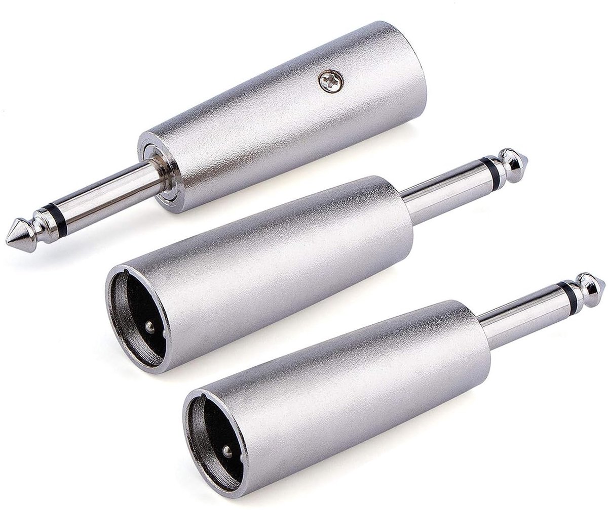 SnelShoppen - 3 Stuks 1/4 Inch TS Mannetje naar XLR Mannetje Adapter, Ungebalanceerde 6.35mm Mono Plug, 3 Polige XLR Mannen Converter Audio Connectore