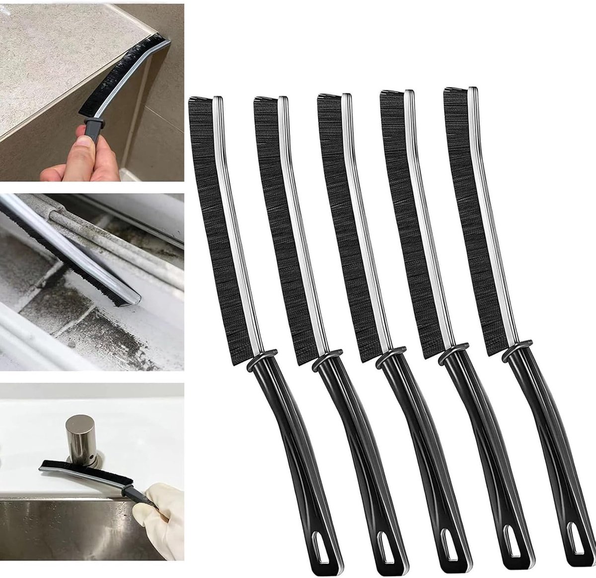Spleetborstel Set 5 Stuks - Grout Reinigingsborstel - Ergonomisch Handvat - Voor Stugge Vlekken - ShopVlot