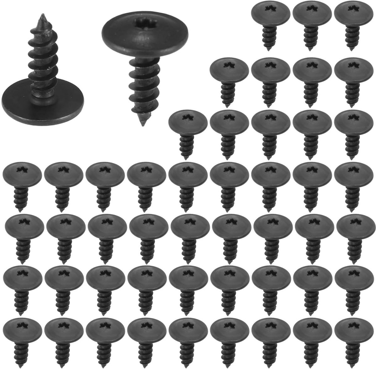 SnelShoppen - Torx Platen Schroeven, Verpakking van 50, Platte Kop Schroeven, M5 x 16 mm, Zelftappende Schroeven, Zwarte Schroeven voor Auto Spatborde