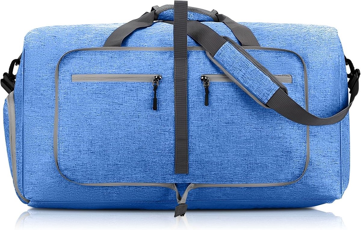 Vouwbare Reistas met Grote Capaciteit 60L - Elegante Sporttas met Schoencompartiment voor Vakantie en Gymgebruik, Geschikt voor Mannen en Vrouwen, Blauw