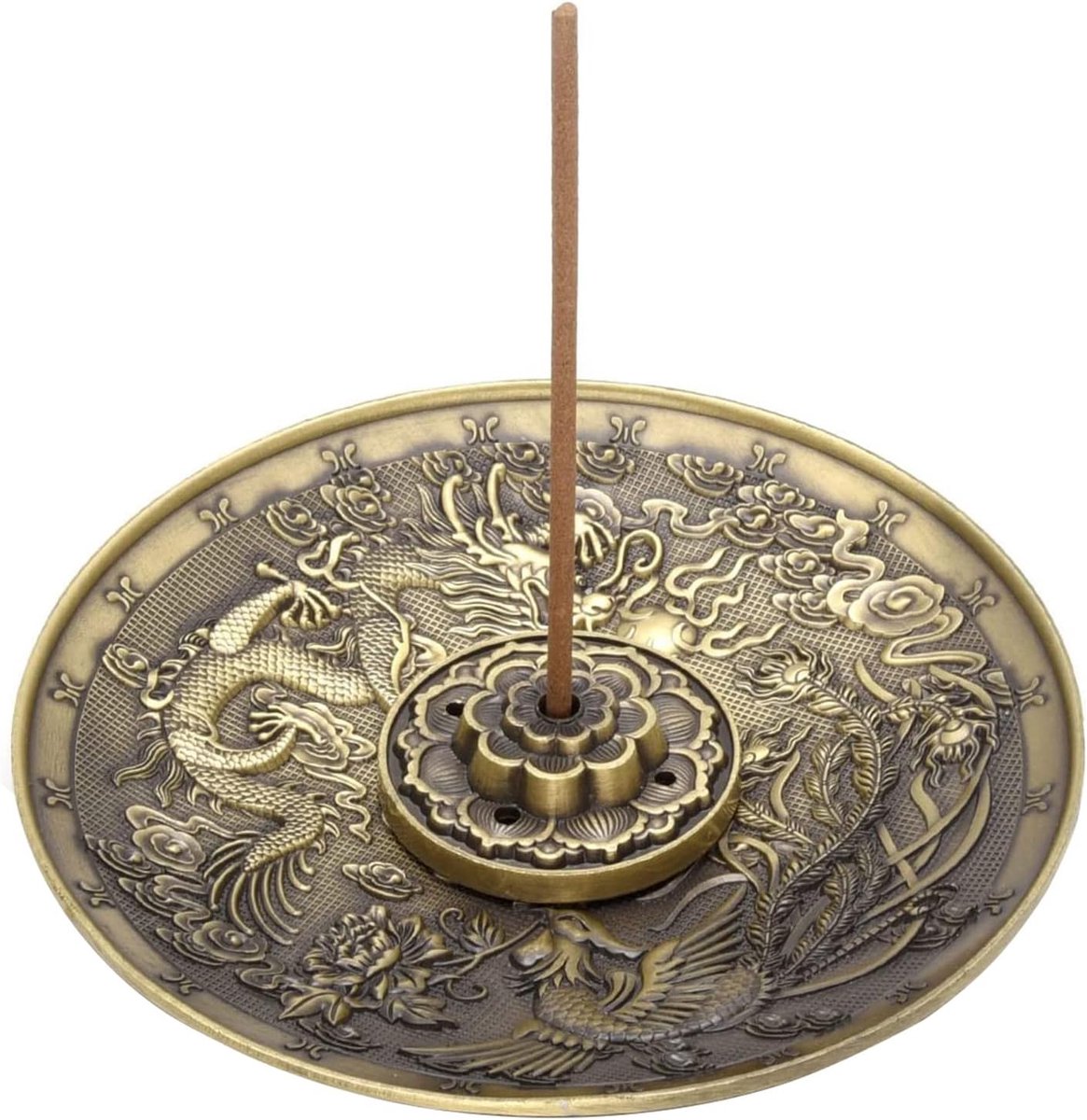 SnelShoppen - Retro Bronzen Wierookstandaard Met Asafzuigsysteem Voor Meditatie, Yoga, Kantoor, 20 cm, Vintage Design
