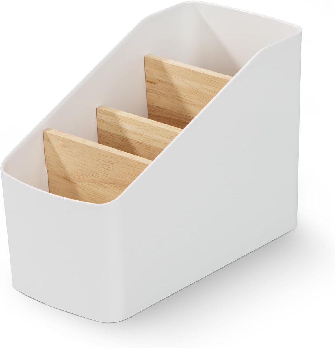 SnelShoppen - Remote Control Holder Desk Organizer Box Met 4 Compartimenten, Plastic Desktop Caddy, Geschikt Voor TV Afstandsbedieningen, Media Contro