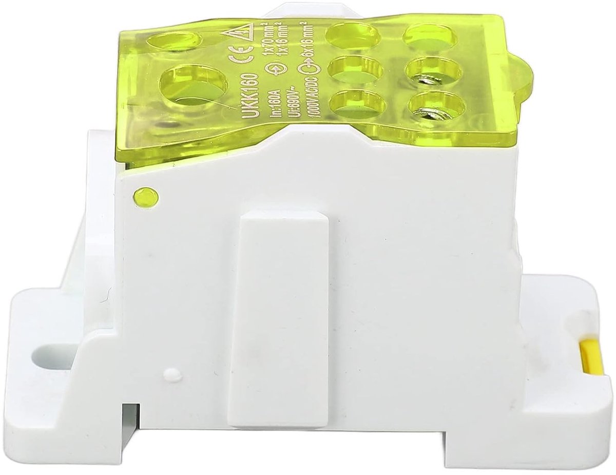 SnelShoppen - Din Rail Klemmenblokken 160A 690V Aansluitblok Verdeeldoos Geel - Compacte Verbinding voor Elektrische Installaties