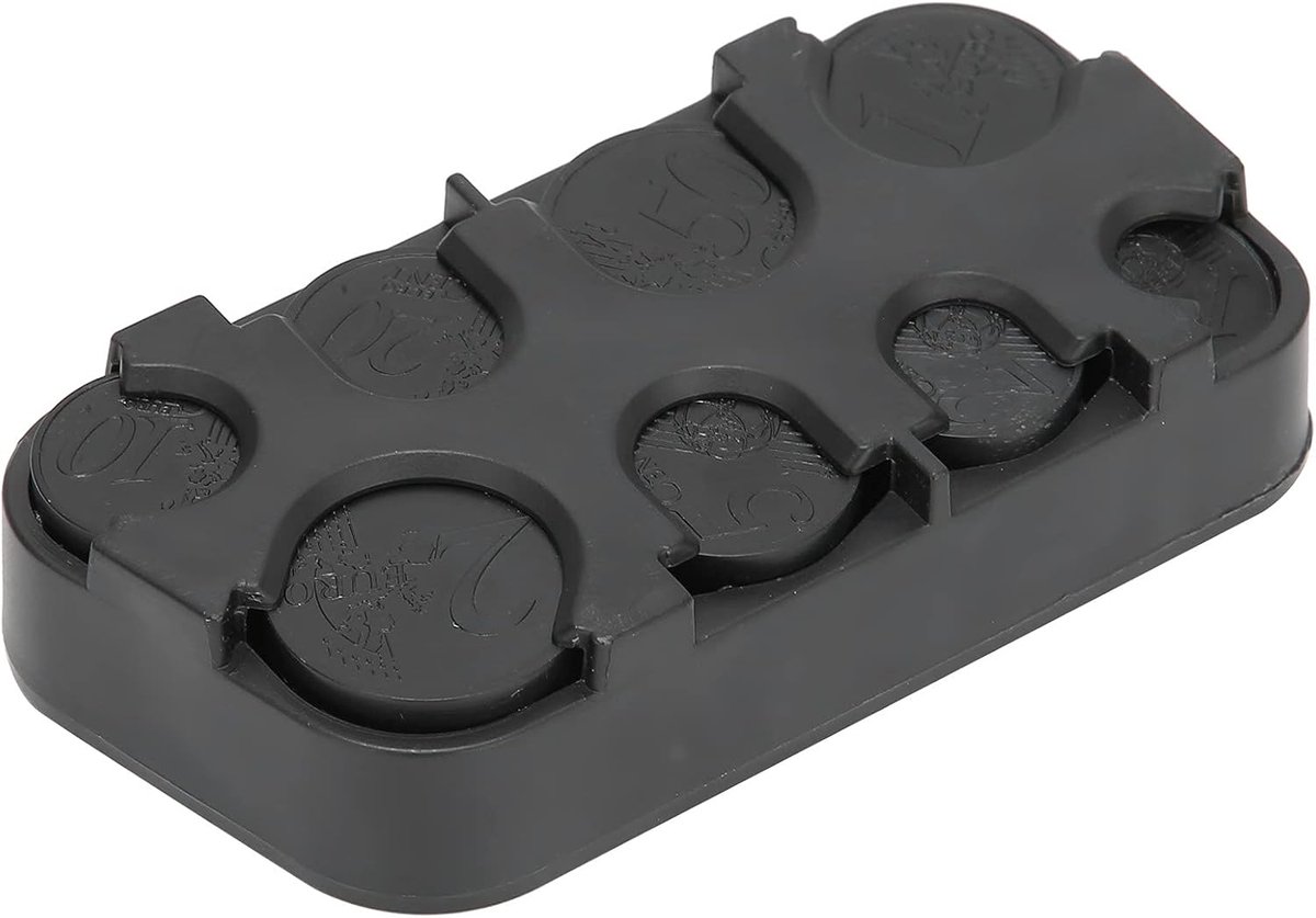 SnelShoppen - Euro Munt Dispenser Rectangle Portemonnee Houder Auto Sorteerder Organizer Box Zwart Plastic Opbergdoos Voertuig Container