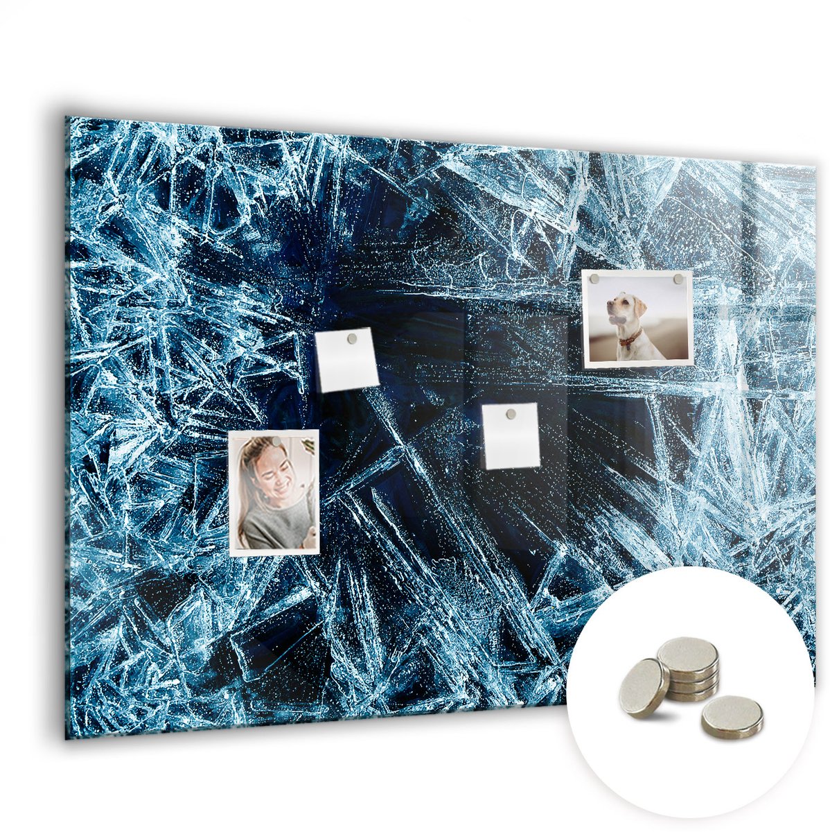 Coloray Glazen Magneetbord - Magnetisch Bord Amerikaanse vlag - 100x70 cm - Blauw Magneetbord - Magnetic Board - Woonkamer Decoratie