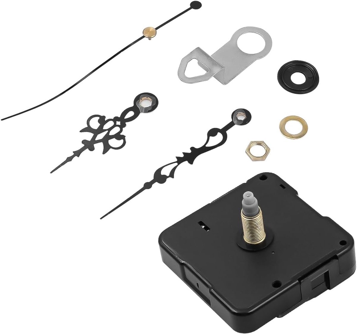 SnelShoppen - Alnicov Stille Quartz Klok Mechanisme Vervangingsset voor Wandklok met Lange en Korte Schacht - Batterij Aangedreven DIY Klok Motor voor