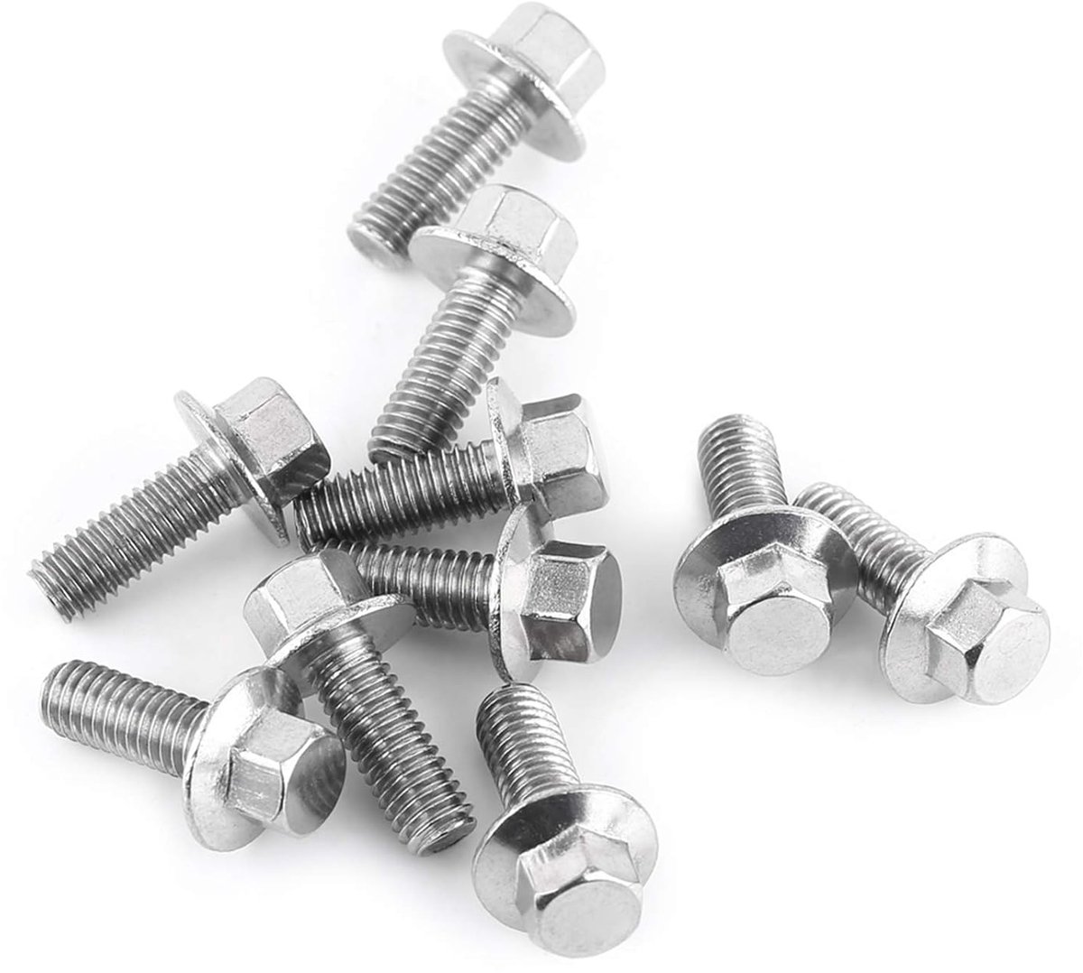 SnelShoppen - M6 RVS B 10 Stuks M6 RVS S04 Zeskant Flensschroeven met Ring Beugels (M6*16) voor Thuis, Kantoor en Scheepsbouw