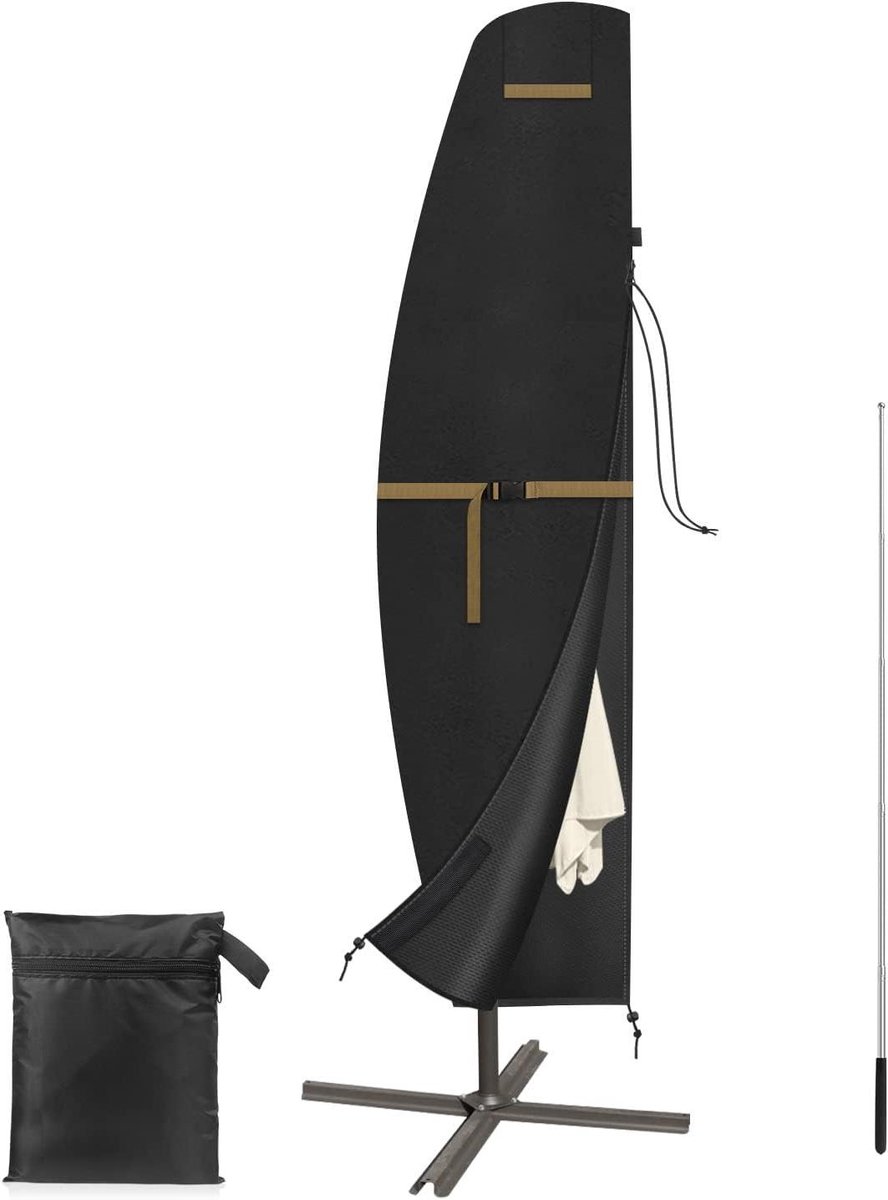 Parasolhoes Vrijdragend - Beschermhoes Tuin - Parasol Beschermen - Waterdicht Oxford Stof - 280x40/81/45 cm - Zwart