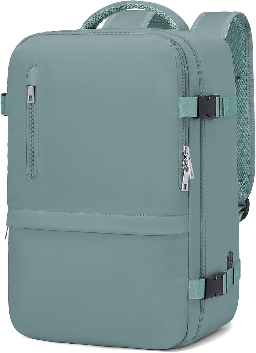 SnelShoppen - Handbagage Rugzak 40 x 30 x 20 cm voor Ryanair, Reizen, Vliegtuig, Groen, Lichtgewicht, Ideaal voor Cabine, Weekendtrips