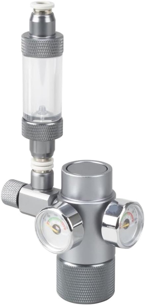 SnelShoppen - CO2 regulator voor aquaria, drukregelaar voor planten aquarium, CO2 drukmeter met bovenopening W21.8 en terugslagklep voor kooldioxide s