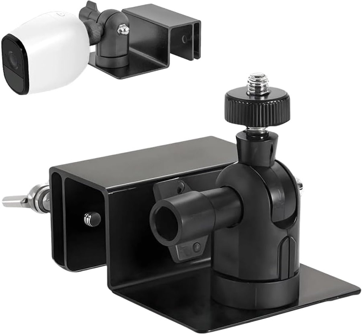 SnelShoppen - Weerbestendige dakgoothouder voor camera, zwarte aluminium legering, universele muurbeugel zonder boren, met schroeven, perfecte oplossi