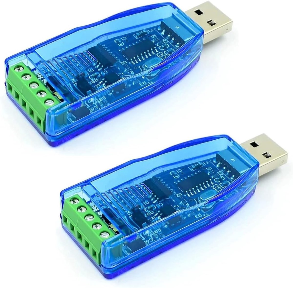 SnelShoppen - 2 Stuks USB naar RS485 Converter Adapter, Compact en Draagbaar, Geschikt voor Windows 10, 8, 7, XP, Vista, Linux, Mac OS, Ideaal voor PL