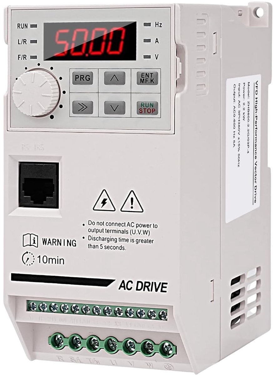 SnelShoppen - ZHB600 Frequentieomvormer 380 V, 2.2 kW, 3-fasen Motor, Ingangs Inverter, Aandrijfomvormer, Motor Snelheidsregelaar, CNC Frequentieomvor
