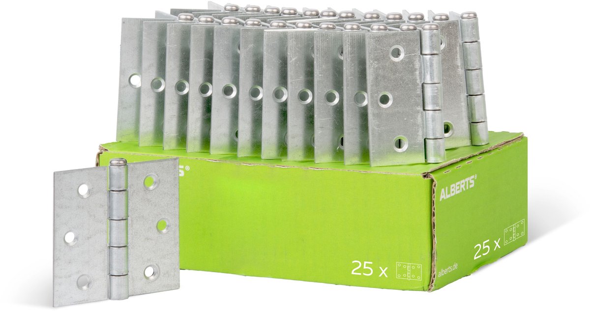 Alberts 851521 scharnier | vierkant | elektrolytisch geel verzinkt | 76 x 76 mm | set van 25