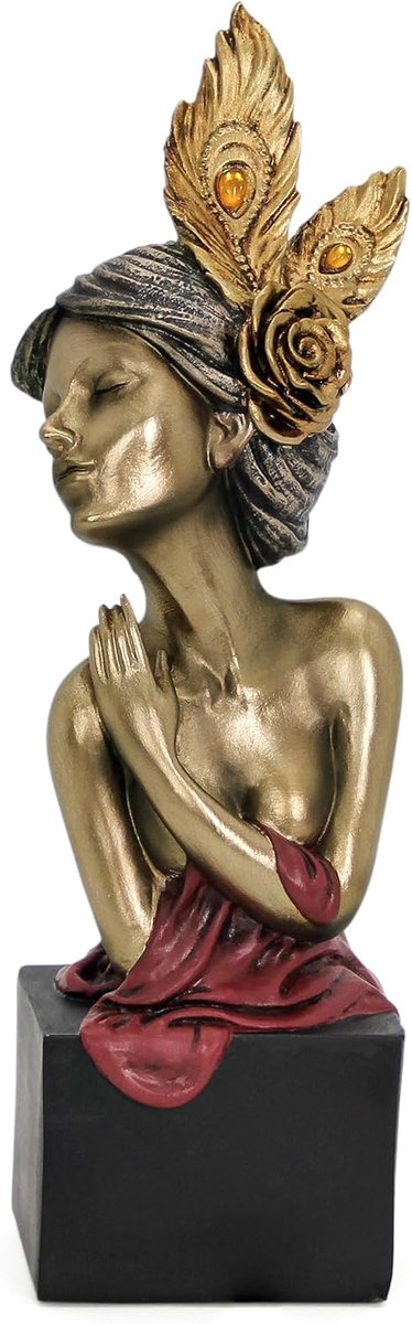 SnelShoppen - Moderne Vrouwen Beeldsculptuur voor Thuisdecoratie, Gouden Hoofd Sculptuur voor Esthetische Decoraties, Gouden Decoratie Beelden & Sculp