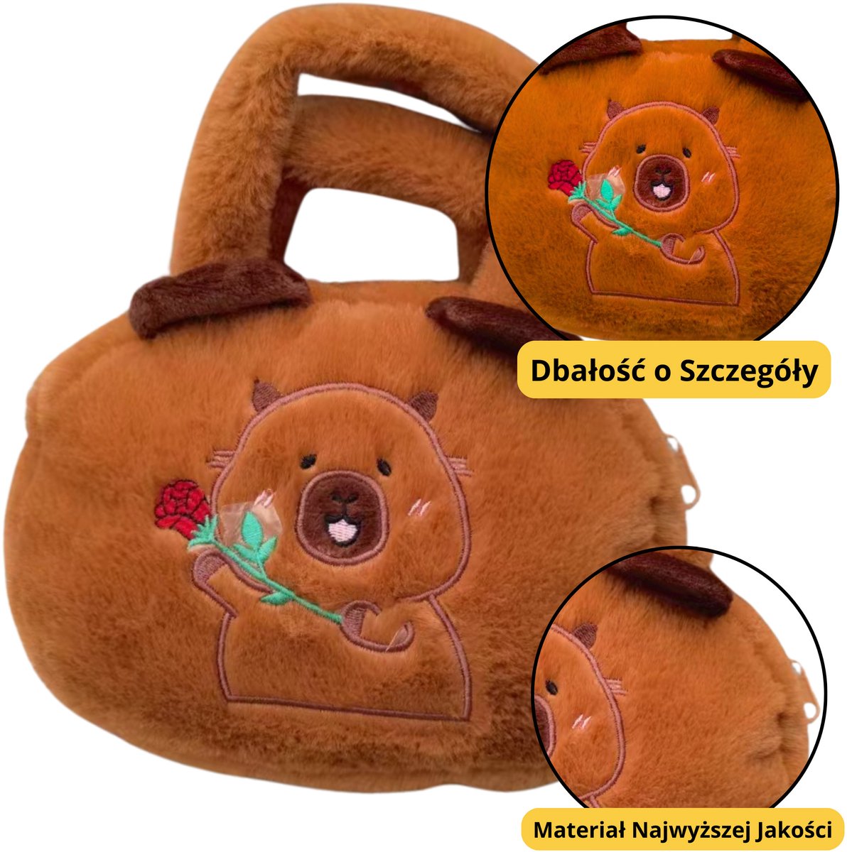 Capibara Pluche Tas Met Roze Bruin 20cm - UNI