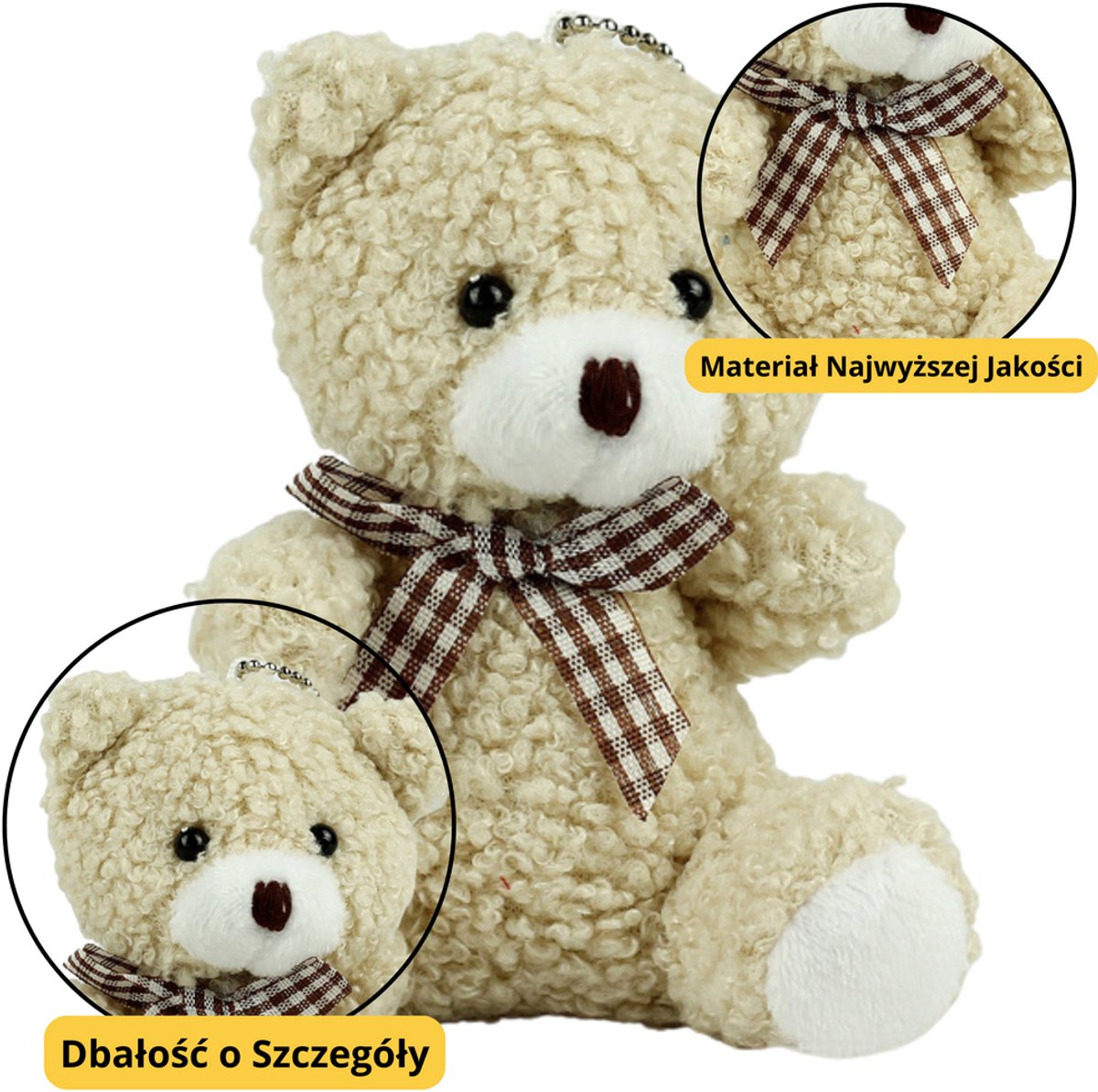 Teddybeer pluche sleutelhanger hanger decoratie beige 8cm