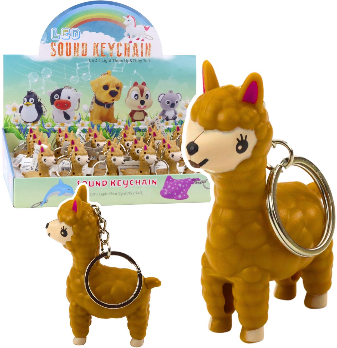 Rugzak sleutelhanger Llama Alpaca Led zaklamp klinkt
