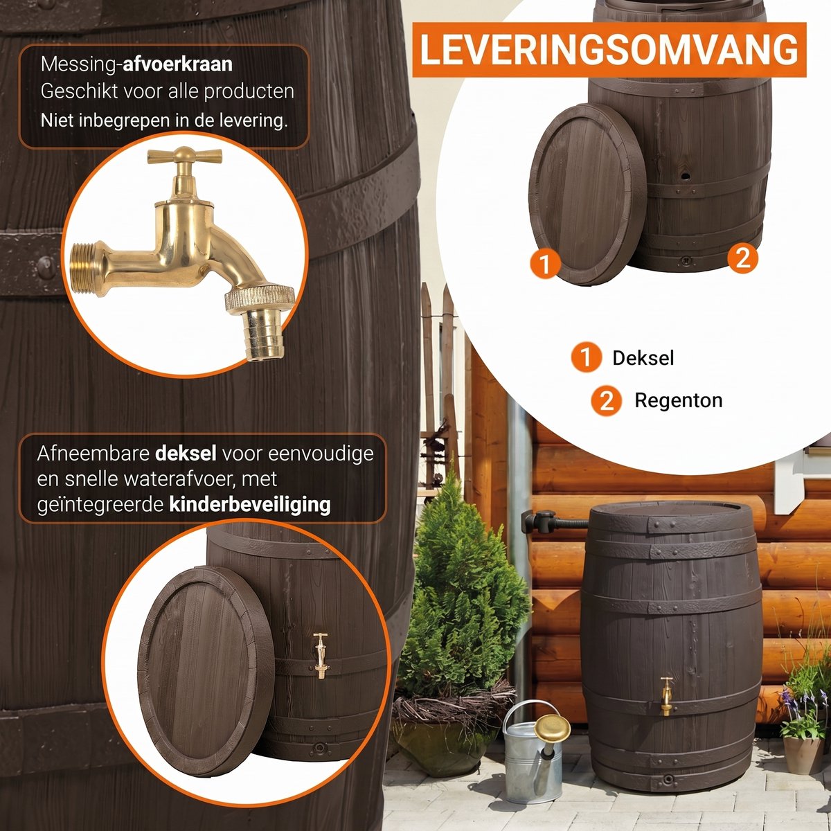 Garantia Barrica regenton 420 liter bruin