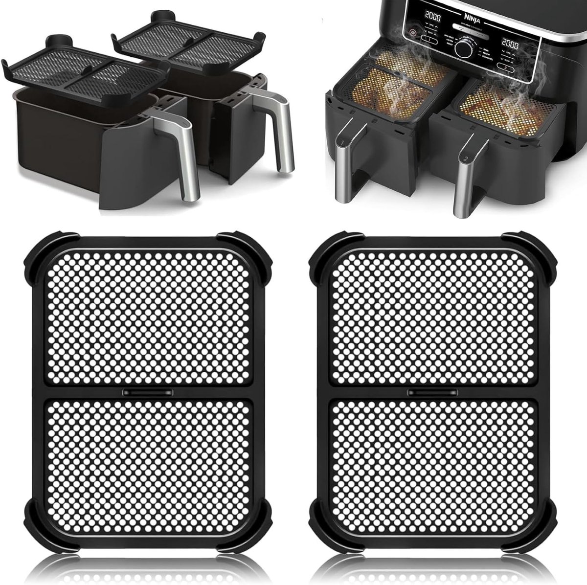 Set van 2 Siliconen Spatdeksels voor Airfryer - Bescherming tegen Spatten, Keukenaccessoires voor Gezond Koken en Bakken
