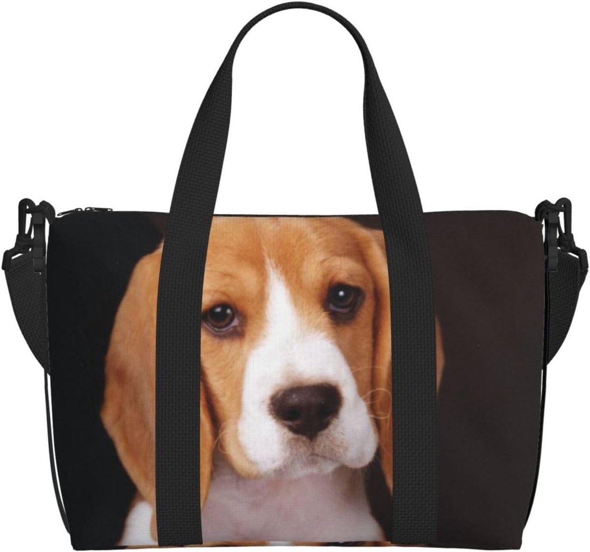 Handtas Hond Print - Schoudertas Dames - Dagelijks Gebruik - Opvallende Print - 41 x 15 x 29 cm - Zwart