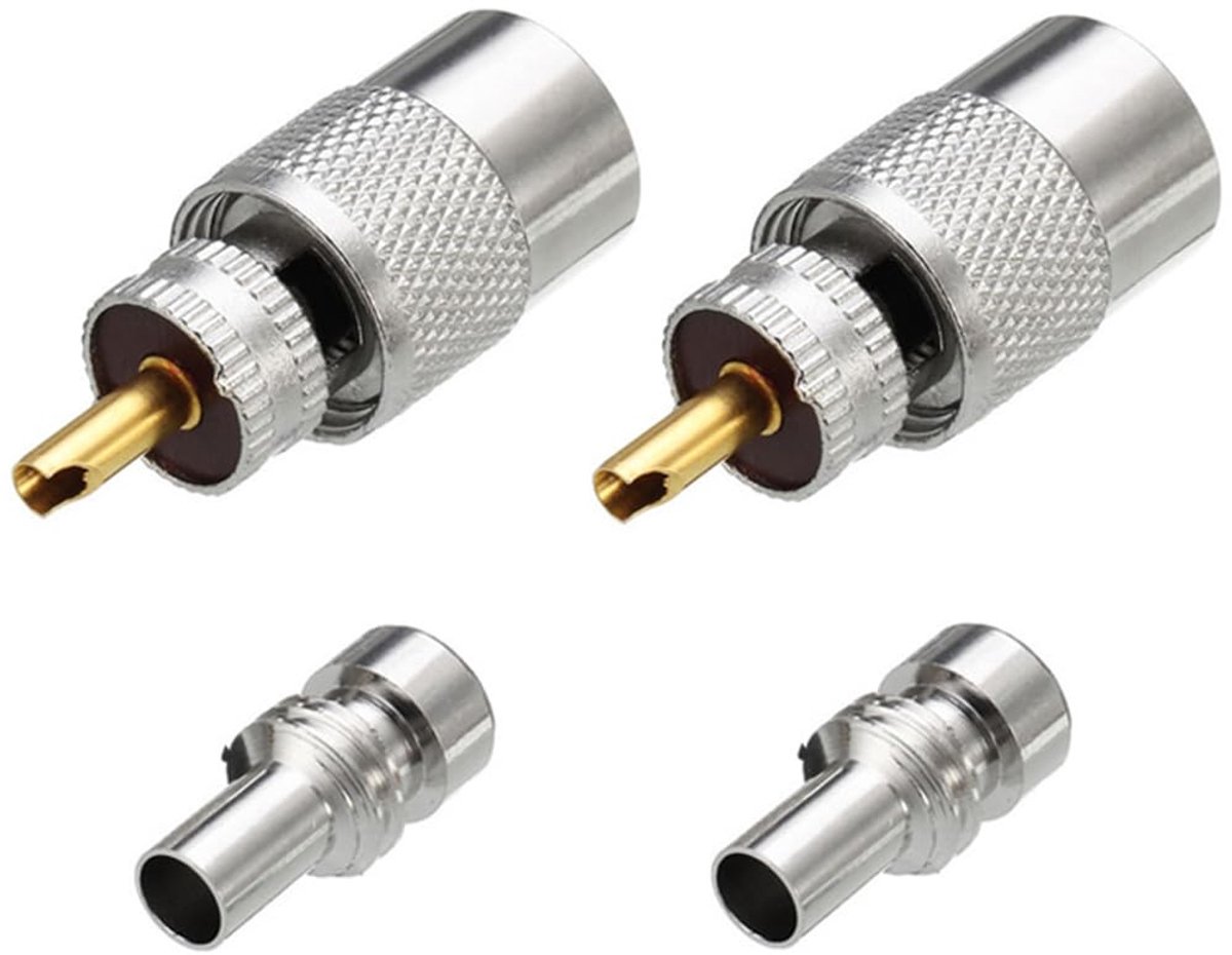 SnelShoppen - 2 Stuks PL259 Coax Aansluitingen, Mannetje UHF Loodverbindingen met UG-175 Reducer voor RG-58, RG-213, LMR195, RG142, Ideaal voor Antenn