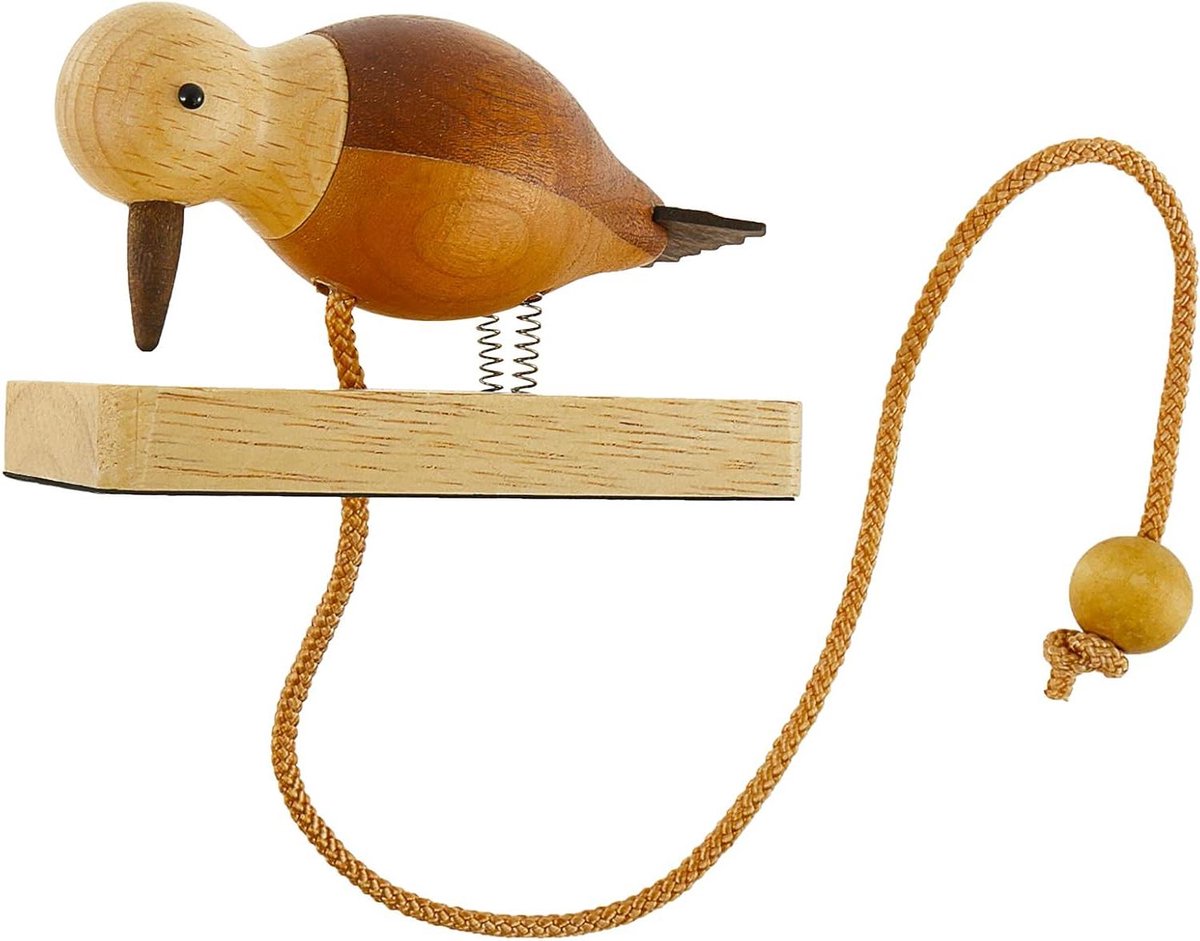 Specht Deurbel - Deurklopper Hout - Voordeur Aankondiging - Uniek Specht Design - 13 x 7 x 65 cm - Houtkleur