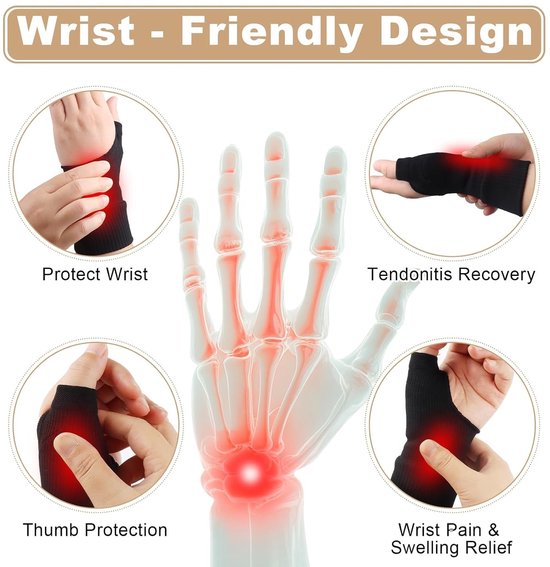2 Paar Duimsteunen voor Rechts en Links - Ademend Duimondersteuning voor Artritis en Tendinitis, Duimspalken voor Comfort en Stabiliteit (Maat L) — afbeelding 3