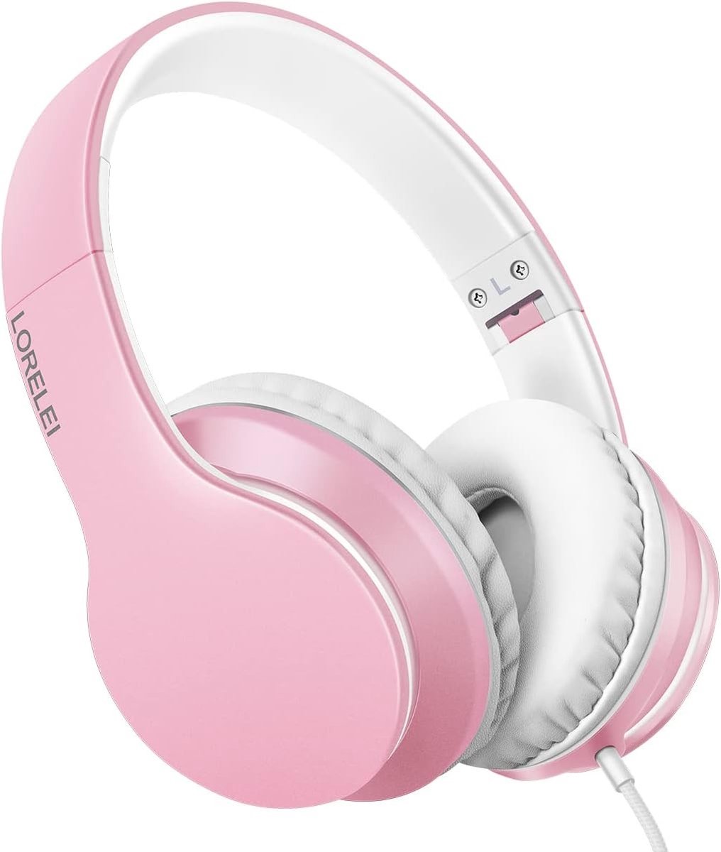 Over-Ear Hoofdtelefoon met Microfoon - Parel Roze - Lichtgewicht en Opvouwbaar - Bedraad met 1,45M Knoopvrij Kabel - Voor Smartphone en Tablet