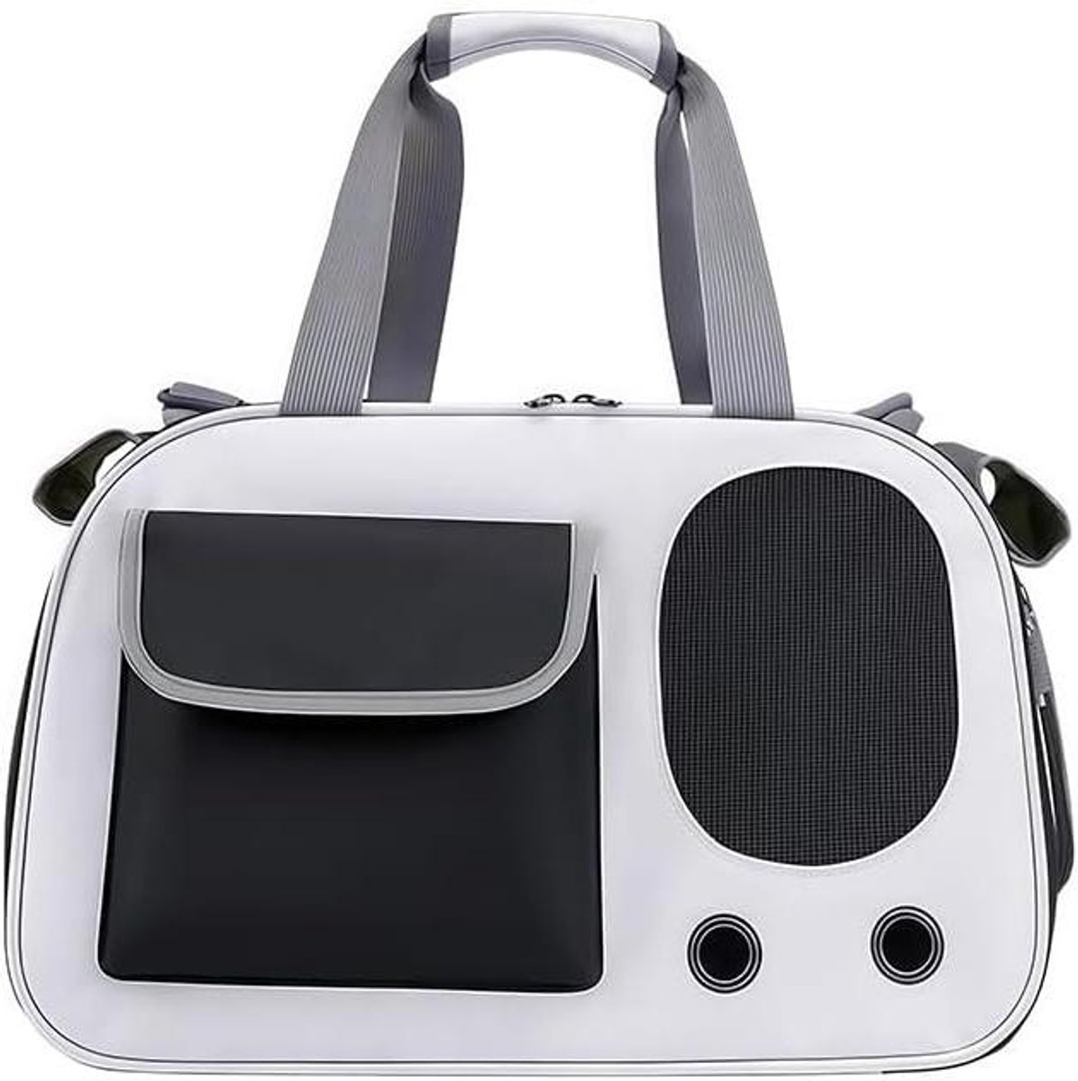 Huisdier Reistas - Draagtas Hond Kat - Veilig Vervoeren - Vormvast Stalen Frame - Tot 5 kg - Beige Zwart