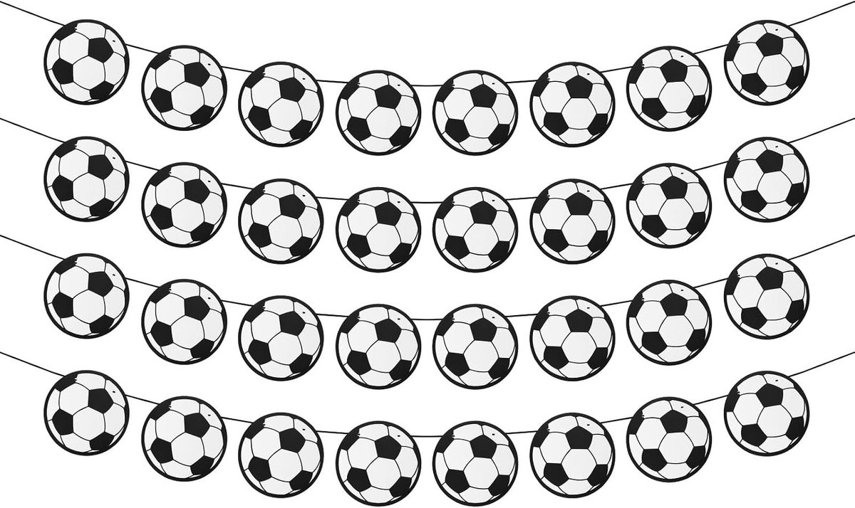 SnelShoppen - 4st Voetbalfeestbanners, Voorgemonteerde Voetbalkransbanners, Hangende Decoraties, Verjaardagsfeest Sportthema, Kleur: Groen/Wit, Plasti