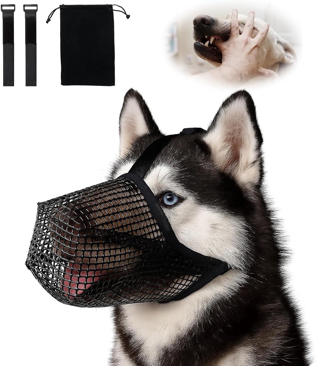 SnelShoppen - Hondentuig Muzzle voor Honden (M) - Ademende Hondenmuil, Comfortabel en Veilig, Ideaal voor Training en Wandelen, Zwart, Maat M