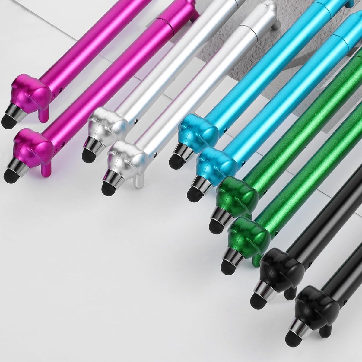 SnelShoppen - Pack van 10 Dachshund Balpen 2-in-1 Met Touch Pen, Hoge Kwaliteit, Metalen Set, Grappige Teckel Pen Voor Kantoor, Huishoudelijk Gebruik,