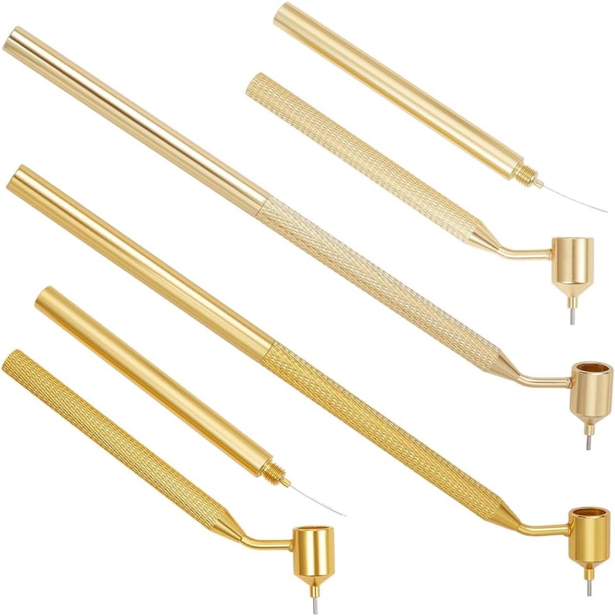 SnelShoppen - 2 stuks Fijne Lijnen Kleurstift met Schuine Applicator, 0,3/0,7 mm, Goudkleurig Aluminium voor Nauwkeurige Reparaties, Steenslag en Kras
