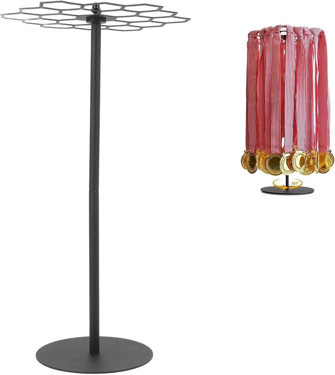 SnelShoppen - Rotatable Medaille Hanger Display, Verstelbare Prijs Houder Stand van Koolstofstaal, Multifunctionele Tafel Medaillehouder voor Basketba