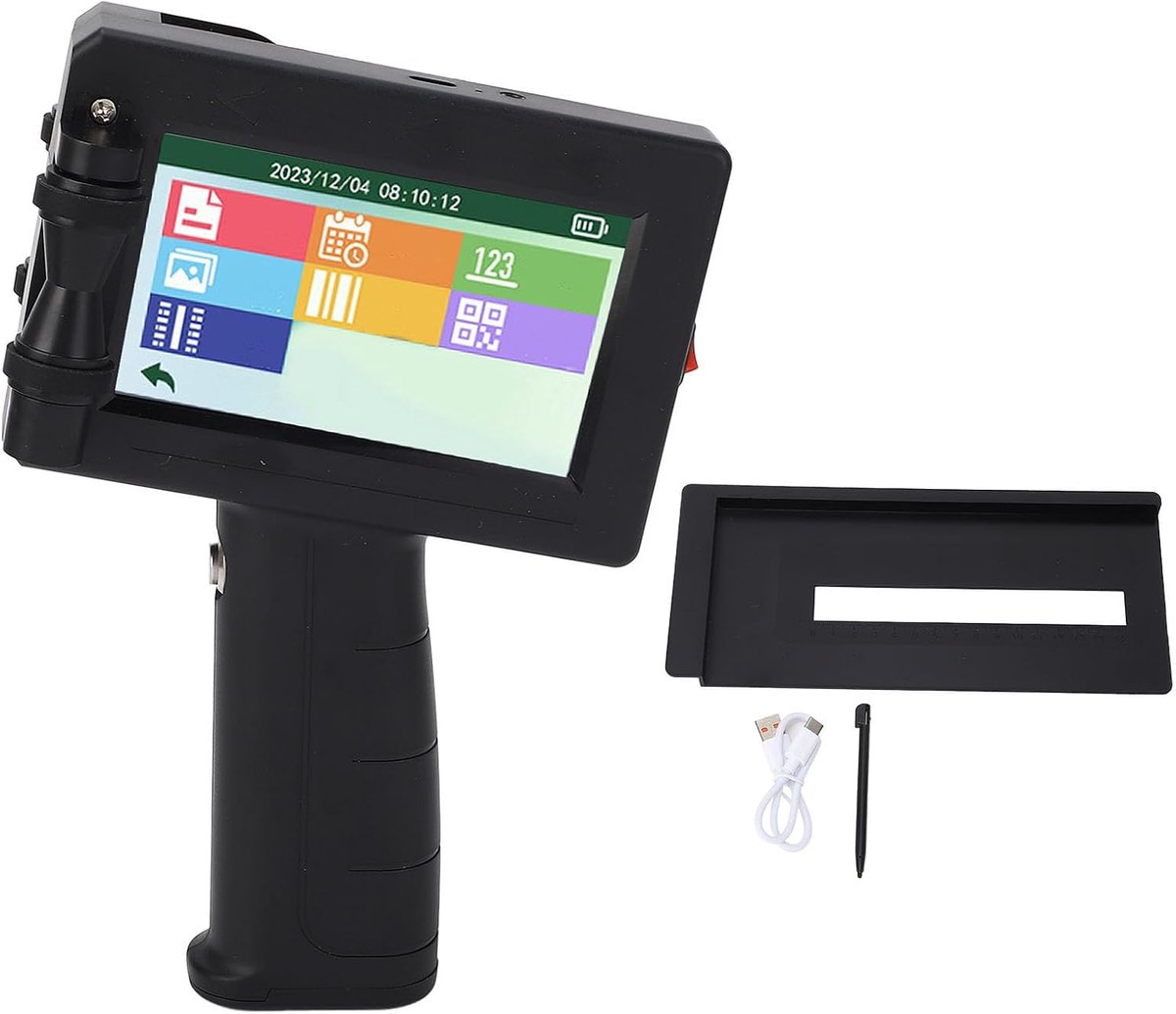 SnelShoppen - Draagbare Inkjet Etikettenprinter met 4.3 inch Touchscreen, 300-600dpi, Type C Aansluiting voor Hout, Stof, Papier, Plastic, Ideaal voor