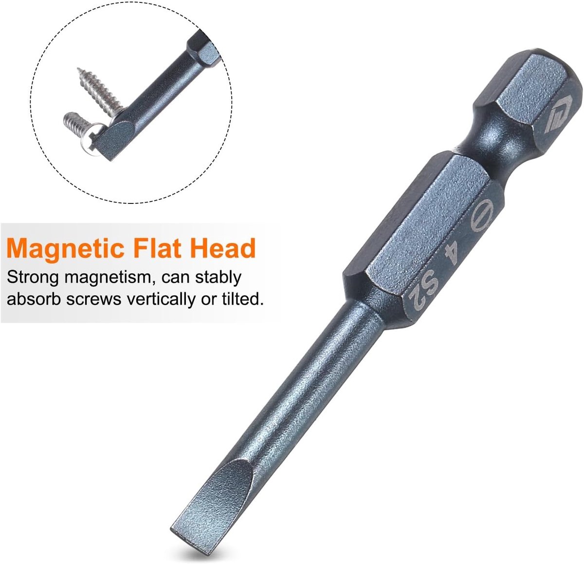 SnelShoppen - 2 Stuks SL4 Magnetische Sleufschroevendraaier Bits 4mm S2 Staal Plat Hoofd Schroevendraaier Bit 1/4" Hex Aansluiting 50mm (2") Lang voor