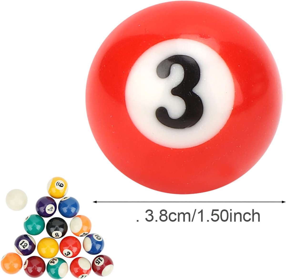 SnelShoppen - Complete Billiard Ball Set van 16 Stuks - 38 mm Hars Billiardballen voor Kinderen - Mini Billiardtafel Accessoires voor Feesten en Spell