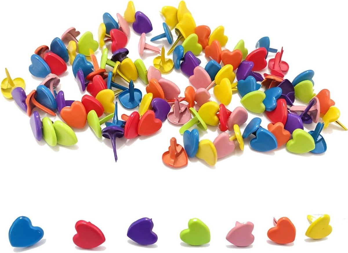 100 Stuks Mini Brads in Diverse Kleuren voor DIY Scrapbooking en Creatieve Projecten - Metalen Klemmen en Clips voor Papieren Bevestiging