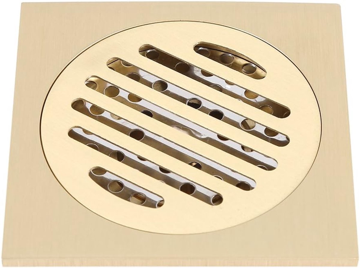 SnelShoppen - Vierkante Afvoerput Badkamer Doucheafvoer Roestvrij Messing Strainer Huisaccessoire Antiek Sanitair Koper Drain 10 * 10cm