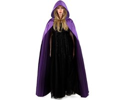 Zwarte Cape met Kap voor Halloween - Lange Gewaad voor Volwassenen, Heksen Cosplay Accessoires, Mysterieuze Tovernaar Outfit voor Feestjes en Maskerades