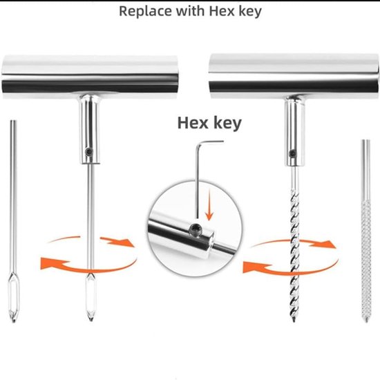 Bandenreparatieset - Pechset - Noodreparatie Onderweg - 46 Delige Set - Universeel - Zilver — afbeelding 2